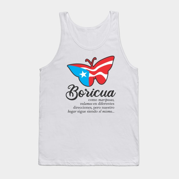 Boricua Flag Familia Butterfly Puerto Rico Spanish Tank Top by bydarling